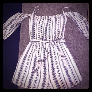 White and blue romper